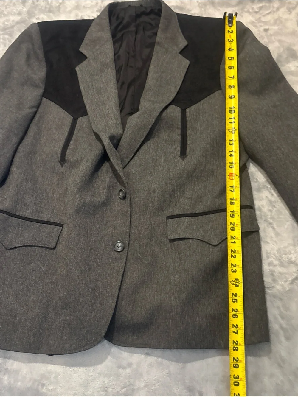 46R Circle S Mens 2 Button Blazer Sport Coat Jacket  Gray Black